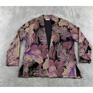 Drapers & Damons Petites Purple Leopard Feather Print Open Front Cardigan PL